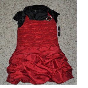 Girls Party Dress 12 Iz Byer Christmas Red Black Long Sleeve Ruched Bolero